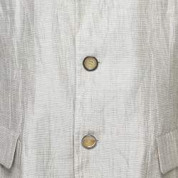 Giorgio Armani Beige Textured Lien Button Front Jacket XL