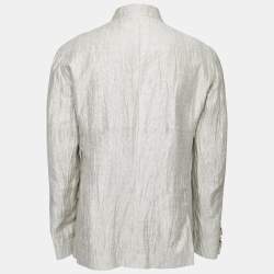 Giorgio Armani Beige Textured Lien Button Front Jacket XL