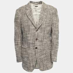 Giorgio Armani Vintage Beige Tweed Single Breasted Blazer XL