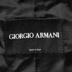Giorgio Armani Grey/Black Wool Zip Front Hooded Jacket L