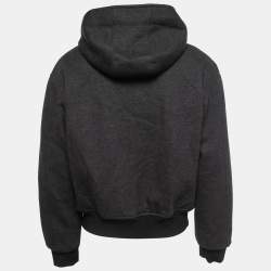 Giorgio Armani Grey/Black Wool Zip Front Hooded Jacket L