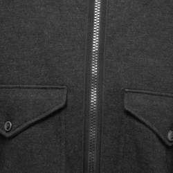 Giorgio Armani Grey/Black Wool Zip Front Hooded Jacket L