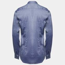 Giorgio Armani Blue Cotton Button Down Full Sleeve Shirt L