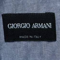 Giorgio Armani Blue Cotton Button Down Full Sleeve Shirt L