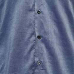 Giorgio Armani Blue Cotton Button Down Full Sleeve Shirt L