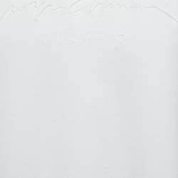 Pre Owned Giorgio Armani White Cotton Signature Logo Embroidered T-Shirt XL