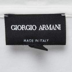 Pre Owned Giorgio Armani White Cotton Signature Logo Embroidered T-Shirt XL