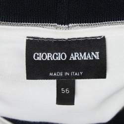 Giorgio Armani White Cotton Signature Logo Embroidered T-Shirt 3XL
