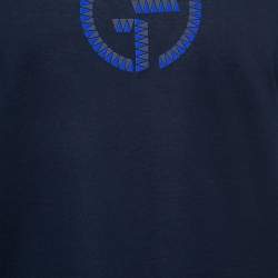 Giorgio Armani Navy Blue Logo Print Cotton Crew Neck T-Shirt 3XL
