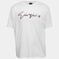 Giorgio Armani White Cotton Signature Logo Detail T-Shirt 3XL