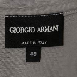 Giorgio Armani Grey Cotton Knit Logo Embroidered T-Shirt M