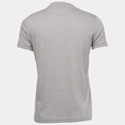 Giorgio Armani Grey Cotton Knit Logo Embroidered T-Shirt M