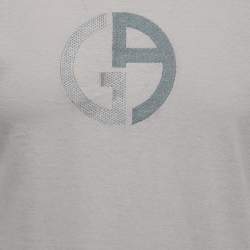 Giorgio Armani Grey Cotton Knit Logo Embroidered T-Shirt M