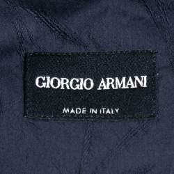 Giorgio Armani Navy Blue Patterned Cotton Blend Button Front Full Sleeve Shirt XL