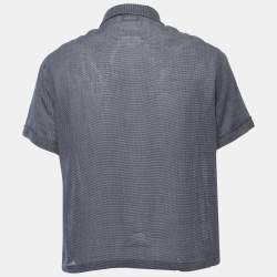 Giorgio Armani Navy Blue Cotton Half Sleeve Shirt L