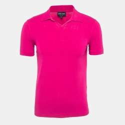 Giorgio Armani Dark Pink Jersey Half Sleeve Polo T-Shirt M