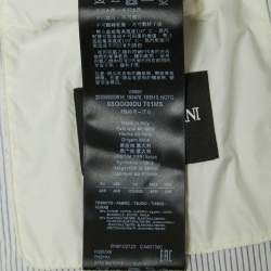 Pre Owned Giorgio Armani White Striped Cotton Blend Double Breasted Blazer M