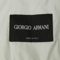 Pre Owned Giorgio Armani White Striped Cotton Blend Double Breasted Blazer M