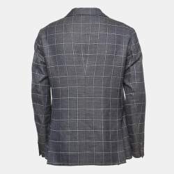 Giorgio Armani Blue checkered Wool Blend Single Breasted Blazer XL