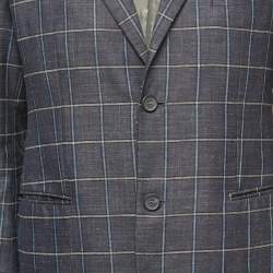 Giorgio Armani Blue checkered Wool Blend Single Breasted Blazer XL