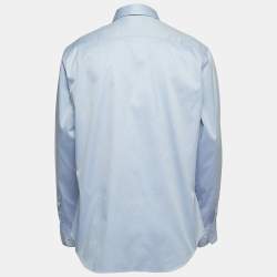 Pre Owned Giorgio Armani Blue Cotton Button Front Shirt 2XL