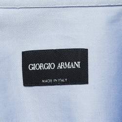 Pre Owned Giorgio Armani Blue Cotton Button Front Shirt 2XL