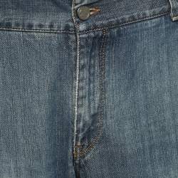 Giorgio Armani Blue Washed Denim Straight Fit Jeans 3XL Waist 38"