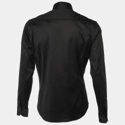 Giorgio Armani Black Cotton Knit Conrast Detail Zip Front Jacket XXS