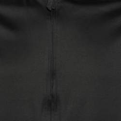 Giorgio Armani Black Cotton Knit Conrast Detail Zip Front Jacket XXS