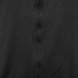 Giorgio Armani Black Cotton Knit Conrast Detail Zip Front Jacket XXS