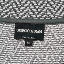 Giorgio Armani Grey Patterned Knit V-Neck T-Shirt XXL