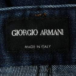 Giorgio Armani Blue Washed Denim Buttoned Straight Fit Jeans XS Waist 28"