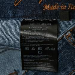 Giorgio Armani Blue Washed Denim Buttoned Straight Fit Jeans XS Waist 28"