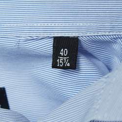 Giorgio Armani Blue Striped Cotton Button Front Shirt M