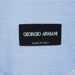 Giorgio Armani Blue Striped Cotton Button Front Shirt M