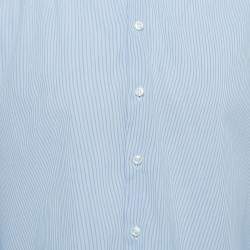 Giorgio Armani Blue Striped Cotton Button Front Shirt M