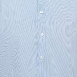 Giorgio Armani Blue Striped Cotton Button Front Shirt M