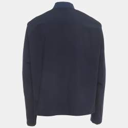 Giorgio Armani Navy Blue Wool Zip Front Jacket XXXL