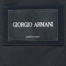 Giorgio Armani Navy Blue Wool Zip Front Jacket XXXL