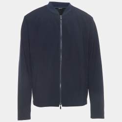 Giorgio Armani Navy Blue Wool Zip Front Jacket XXXL