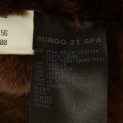 Giorgio Armani Brown Leather and Fur Zipper Jacket XXL