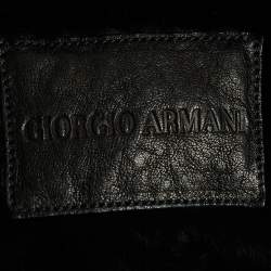 Giorgio Armani Black Leather and Fur Zipper Jacket XL