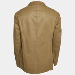 Giorgio Armani Light Brown Leather Buttoned Jacket XXL