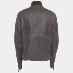 Giorgio Armani Brown Leather Zipper Jacket XXL