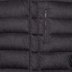 Pre Owned  Armani Collezioni Black Zig Zag Print Down Jacket L