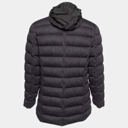 Pre Owned  Armani Collezioni Black Zig Zag Print Down Jacket L