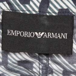 Giorgio Armani Blue Op-Art Print Cotton Shirt XL