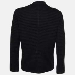 Giorgio Armani Black Wool Knit Button Front Cardigan XL