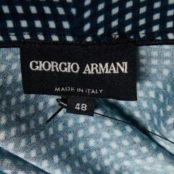 Pre Owned Giorgio Armani Blue Checked Knit Long Sleeve T-Shirt M