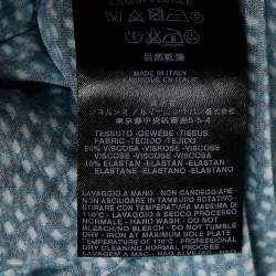 Pre Owned Giorgio Armani Blue Checked Knit Long Sleeve T-Shirt M